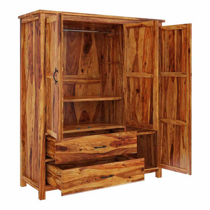 Solid Wood Wardrobe In Natural Finish