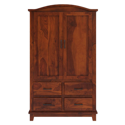 Solid Wood Wardrobe In Rosewood Finish