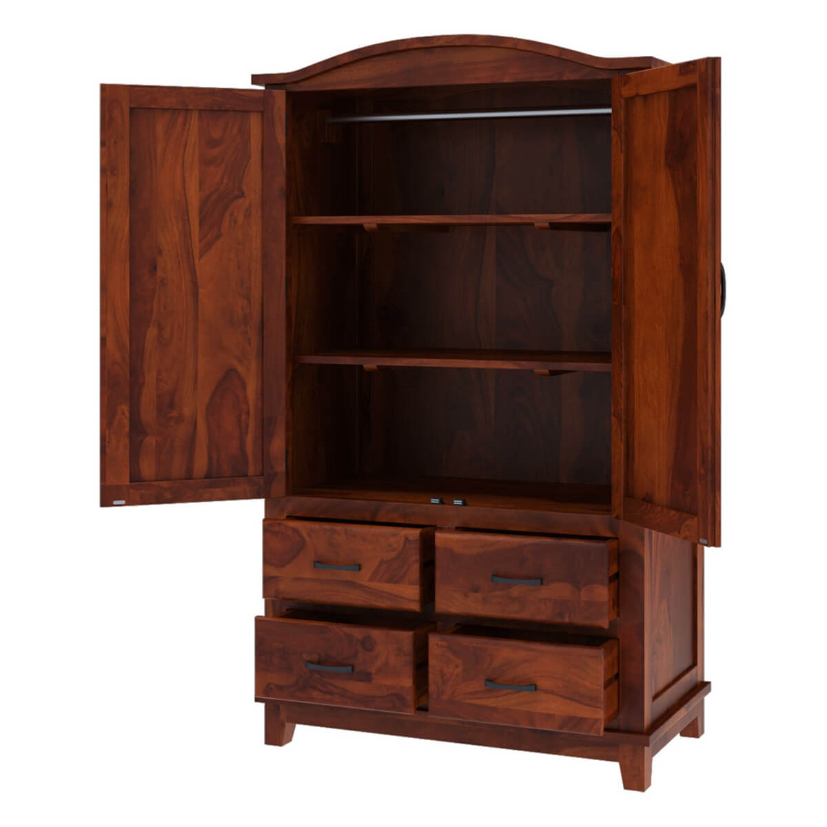 Solid Wood Wardrobe In Rosewood Finish