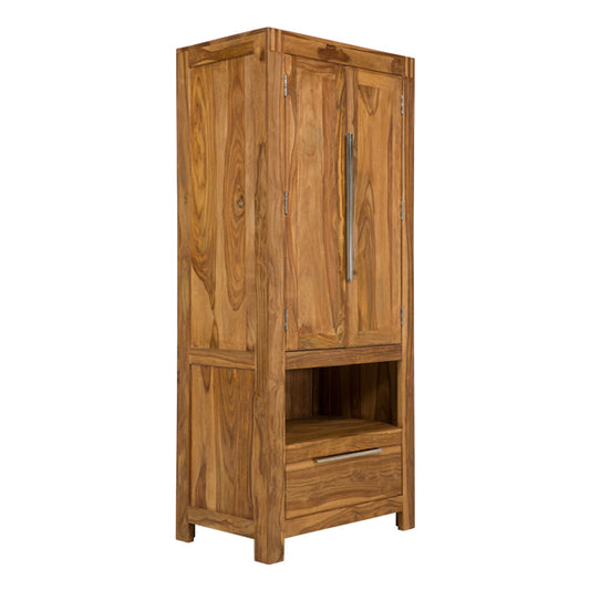 Solid Wood Wardrobe In Natural Finish