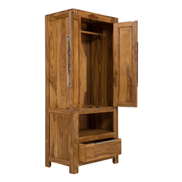 Solid Wood Wardrobe In Natural Finish