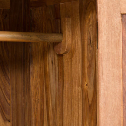 Solid Wood Wardrobe In Natural Finish