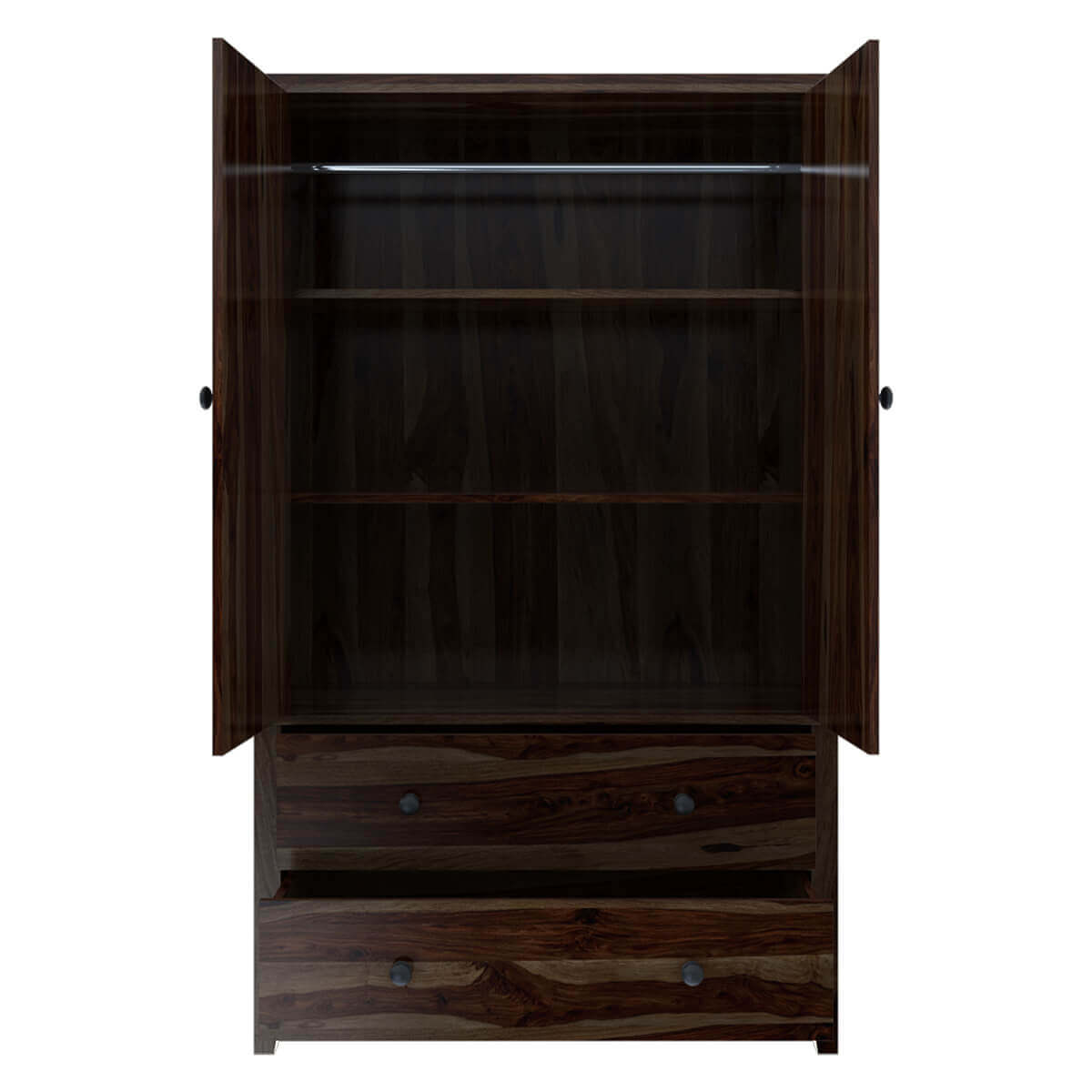 Solid Wood Chest Of Drawers In Walnut Finish