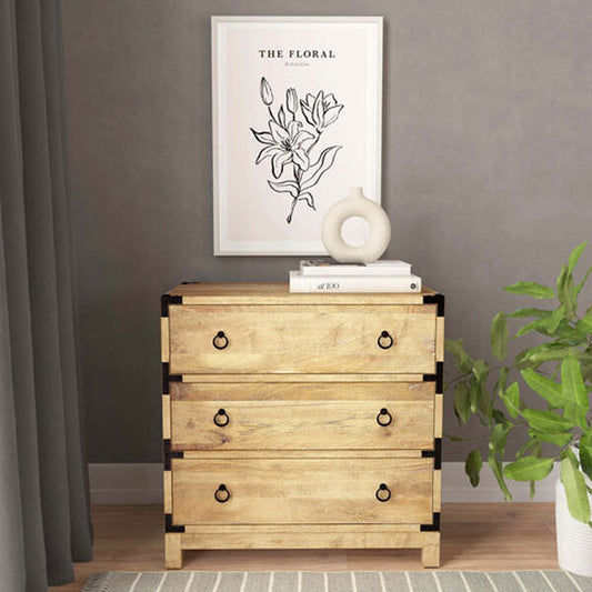 Solid Wood Chest Of Drawers In Stone Finish