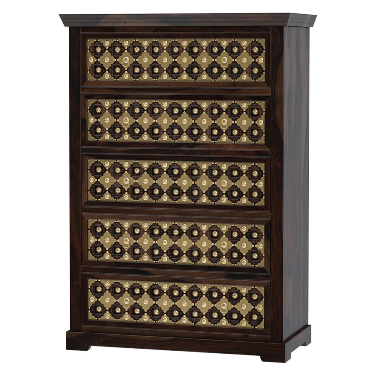 Solid Wood Chest Of Drawers In Walnut Finish