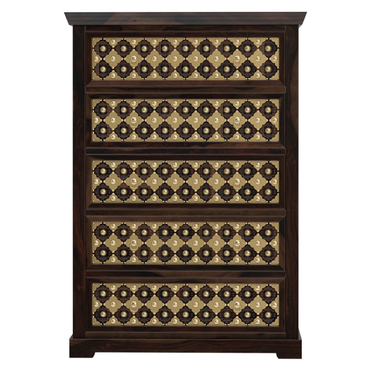 Solid Wood Chest Of Drawers In Walnut Finish