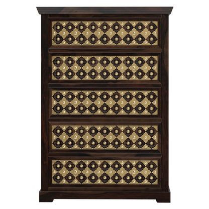 Solid Wood Chest Of Drawers In Walnut Finish