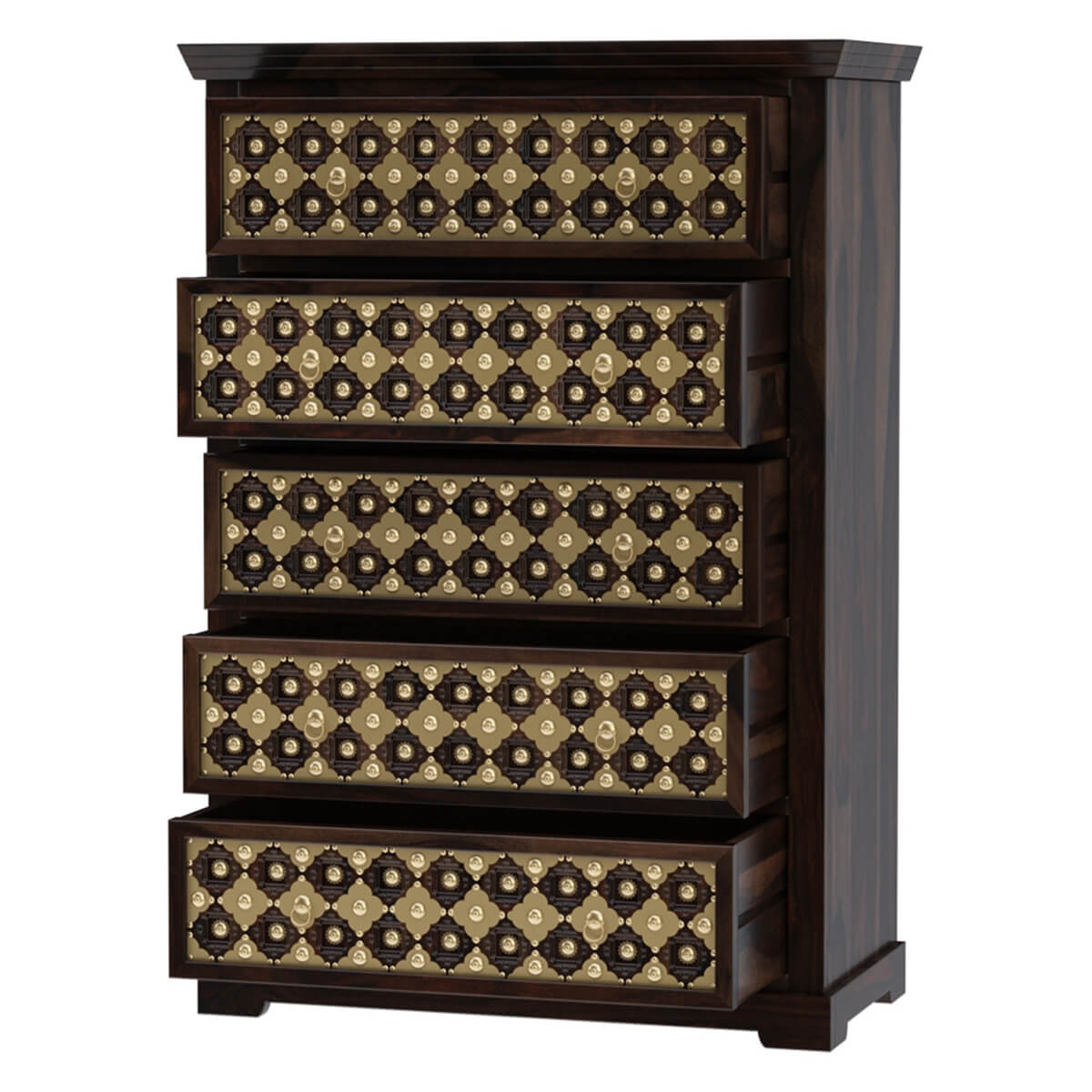 Solid Wood Chest Of Drawers In Walnut Finish