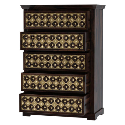 Solid Wood Chest Of Drawers In Walnut Finish