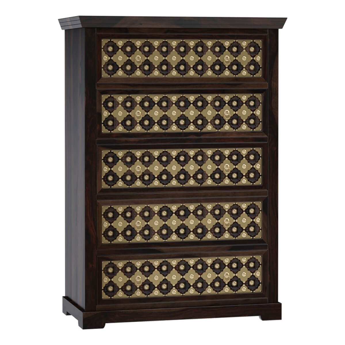 Solid Wood Chest Of Drawers In Walnut Finish