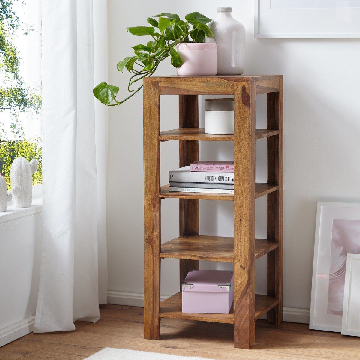 Solid Wood Book Case In Natural Finish