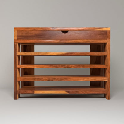 Solid Wood Shoe Rack In Natural Finish