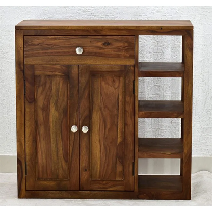 Solid Wood Shoe Rack In Teak Finish