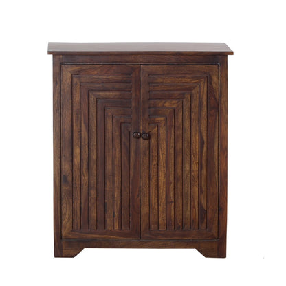 Solid Wood Shoe Rack In Walnut Finish