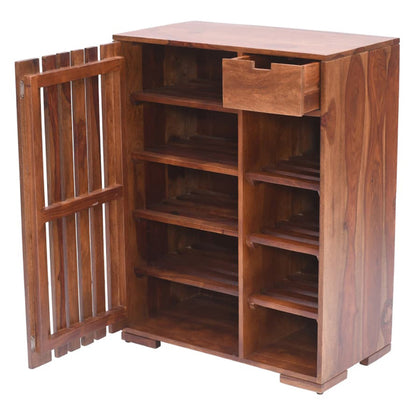 Solid Wood Shoe Rack In Natural Finish