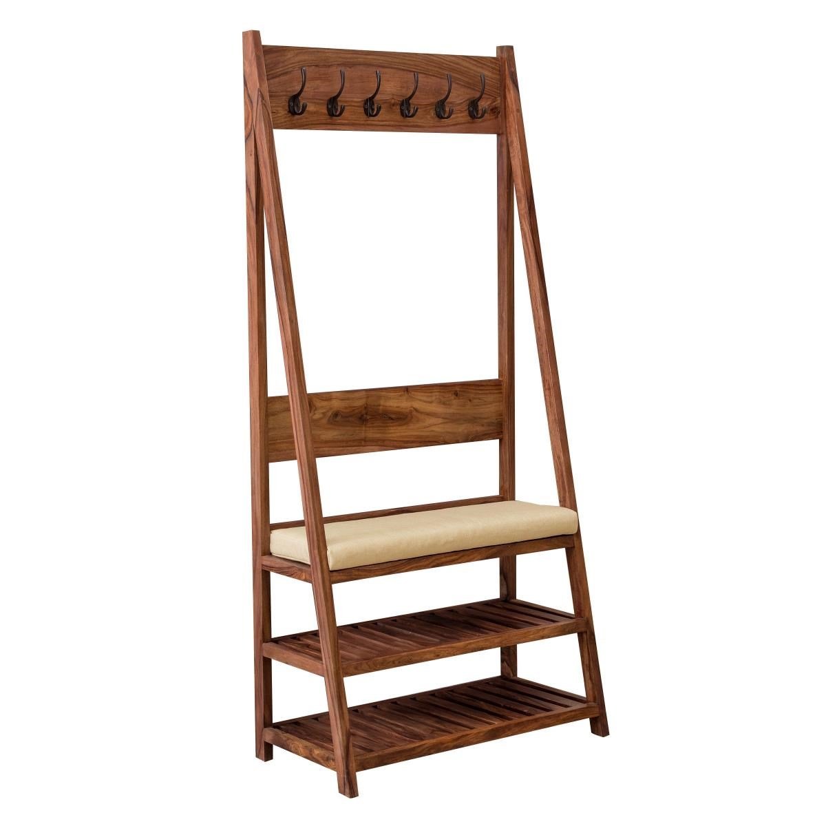 Solid Wood Shoe Rack In Natural Finish