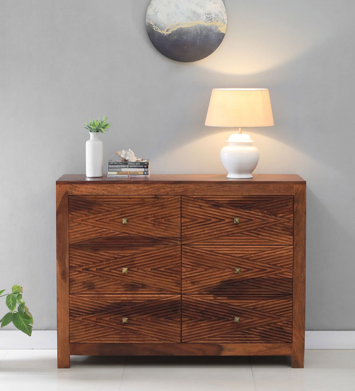 Sheesham Wood Chest Of Drawers In Honey Oak Finish