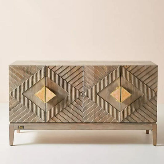 Solid Wood Crockery Unit In Natural Finish