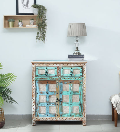 Reclaimed Wood Storage Cabinet In Distressed Paint Finish