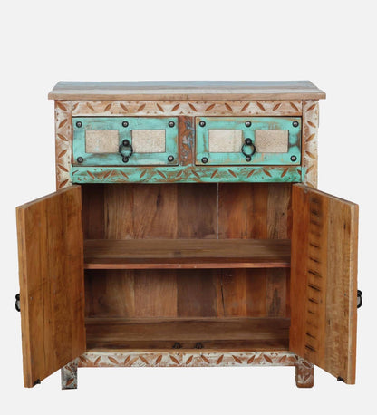 Reclaimed Wood Storage Cabinet In Distressed Paint Finish