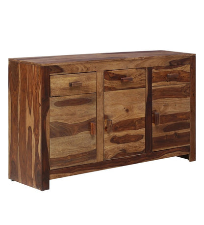 Mathew Wooden Side Board Storage Cabinet Chest Of Drawers With 3 Drawers And 3 Storage Compartments For The Living Room, Study And Office In Natural Polish Finish
