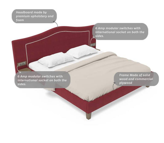 Recharge King Bed With 6" Mattress And 1000 Days Warranty - Burgundy