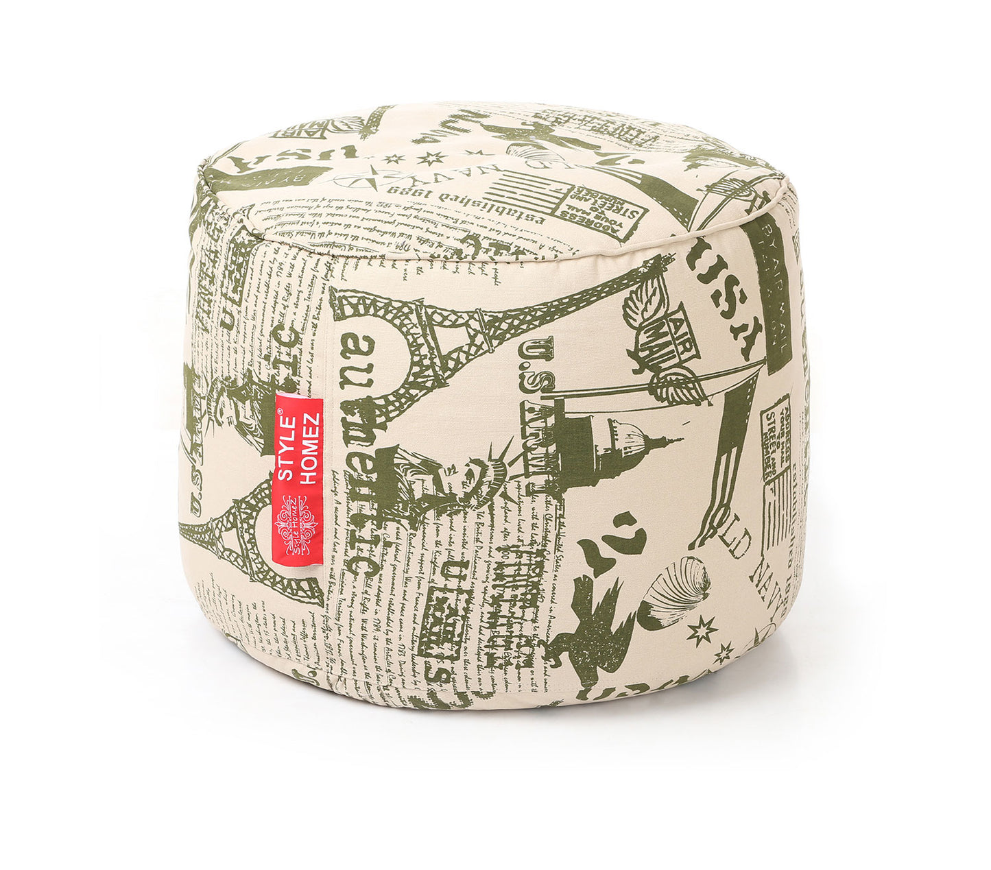 Round - Ottoman Printed Bean Bag With Fillers - Large