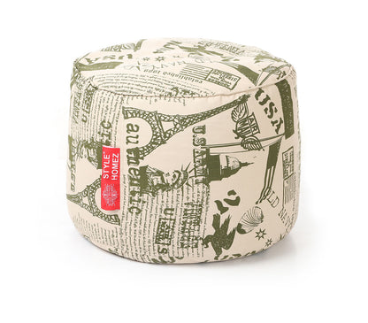 Round - Ottoman Printed Bean Bag With Fillers - Large