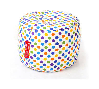 Round - Canvas Printed Bean Ottoman With Fillers - Large