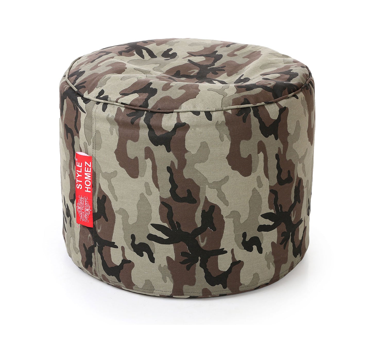 Round - Canvas Printed Bean Ottoman With Fillers - Large