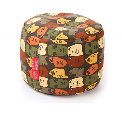 Round - Ottoman Printed Bean Bag With Fillers - Large