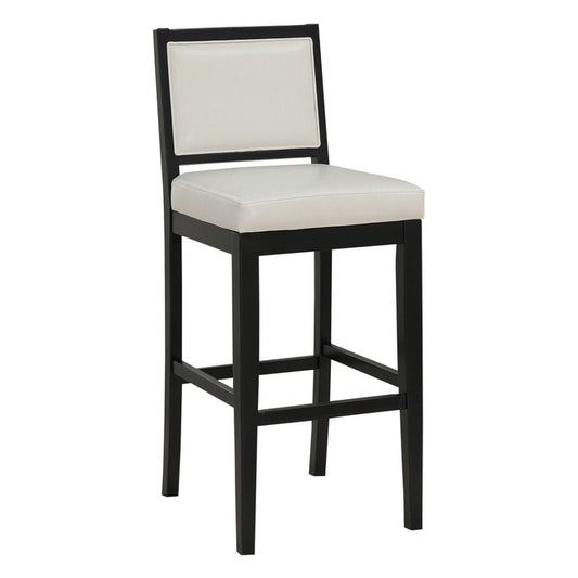 Noyal Solid Wood Bar Chair In Fabric Seat Upholstery & Dark Walnut Polish