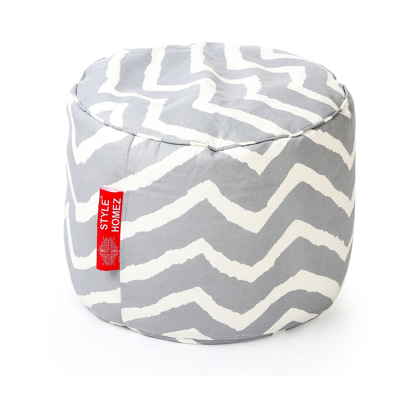 Round - Canvas Printed Bean Ottoman With Fillers - Large