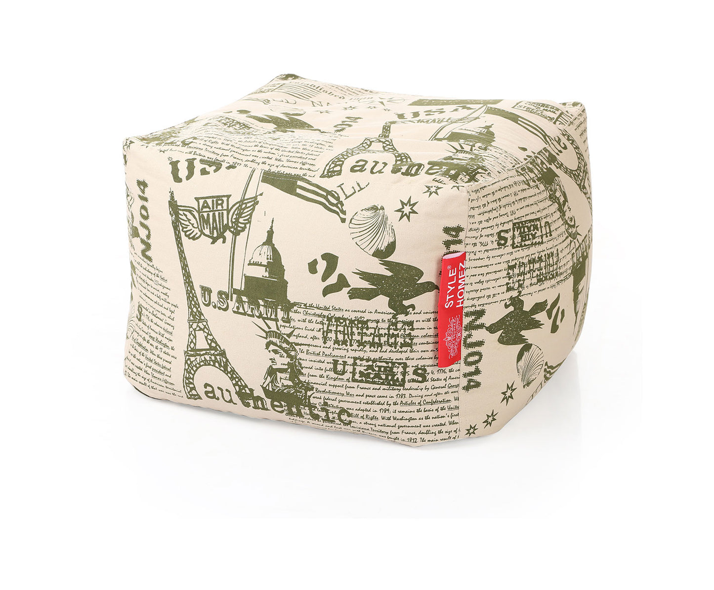Square - Ottoman Printed Bean Bag With Fillers - Large