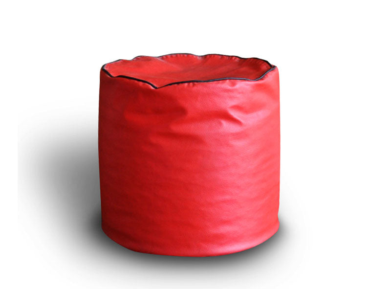 Round - Leatherette Bean Bag Ottoman With Beans - Large