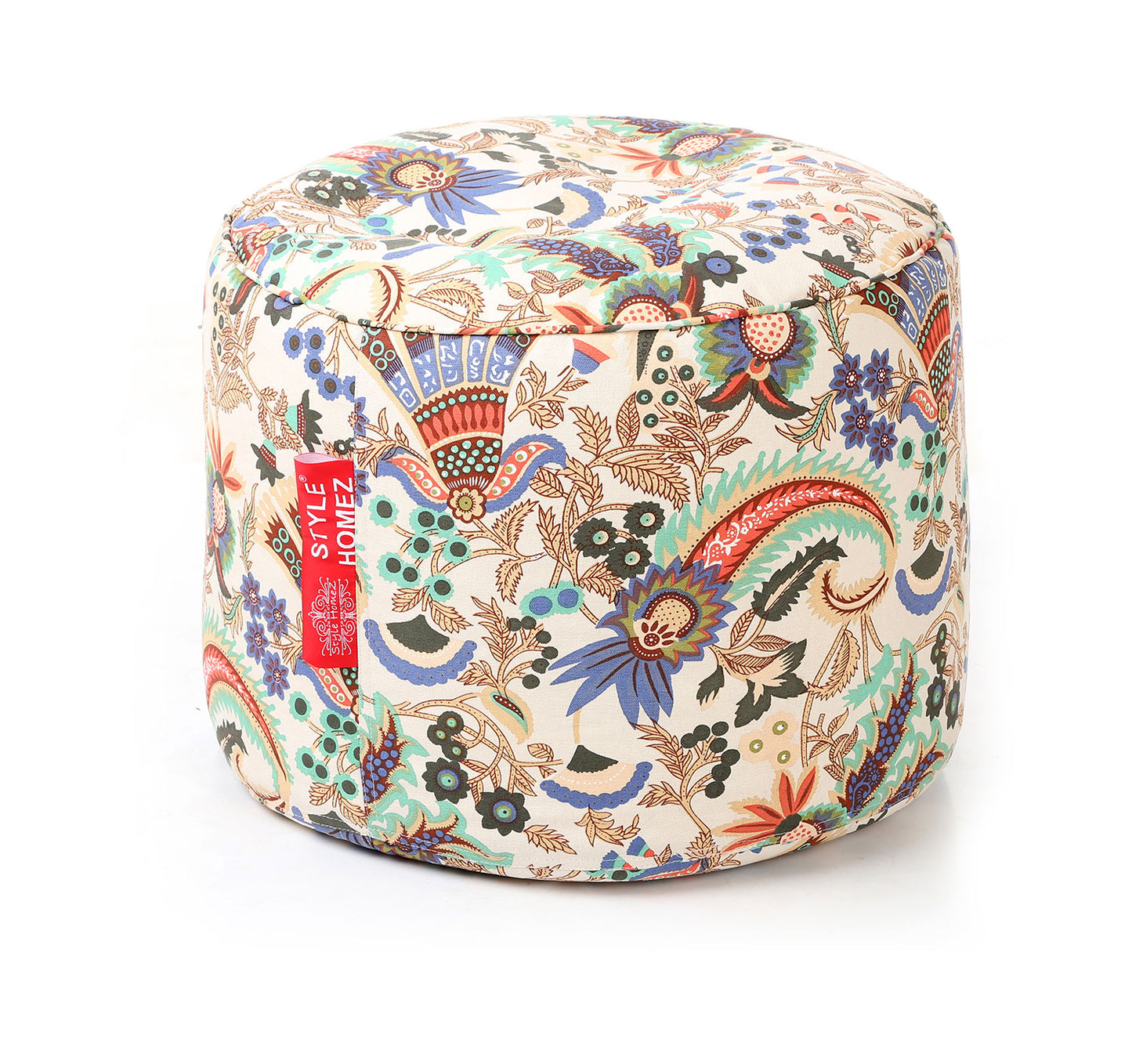Round - Canvas Printed Bean Ottoman With Fillers - Large