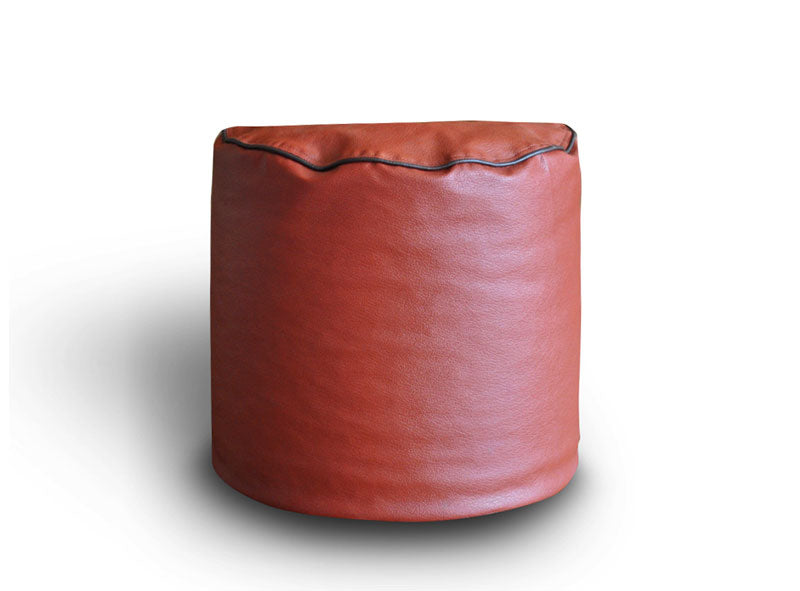 Round - Leatherette Bean Bag Ottoman With Beans - Large