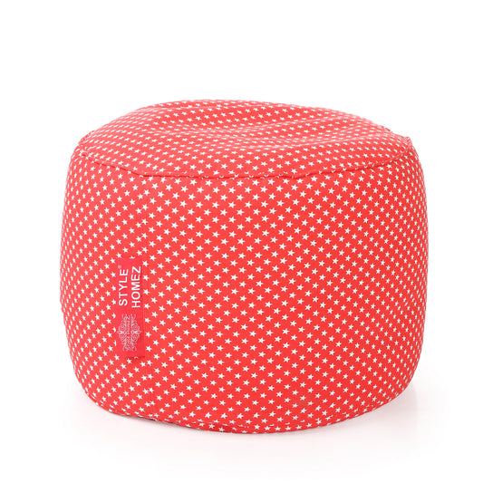 Round - Cotton Canvas Printed Ottoman  Bean Stool - Large