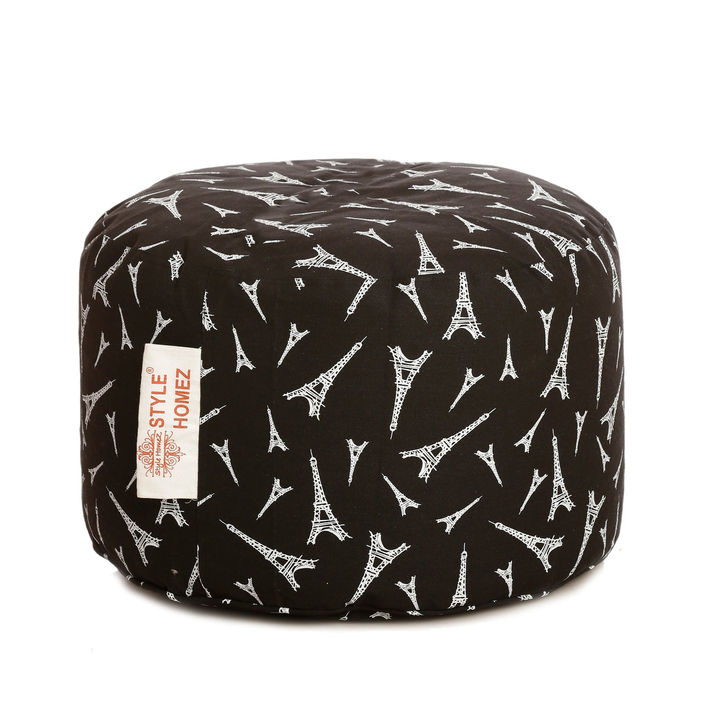 Round - Cotton Canvas Printed Ottoman  Bean Stool - Large