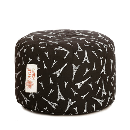 Round - Cotton Canvas Printed Ottoman  Bean Stool - Large