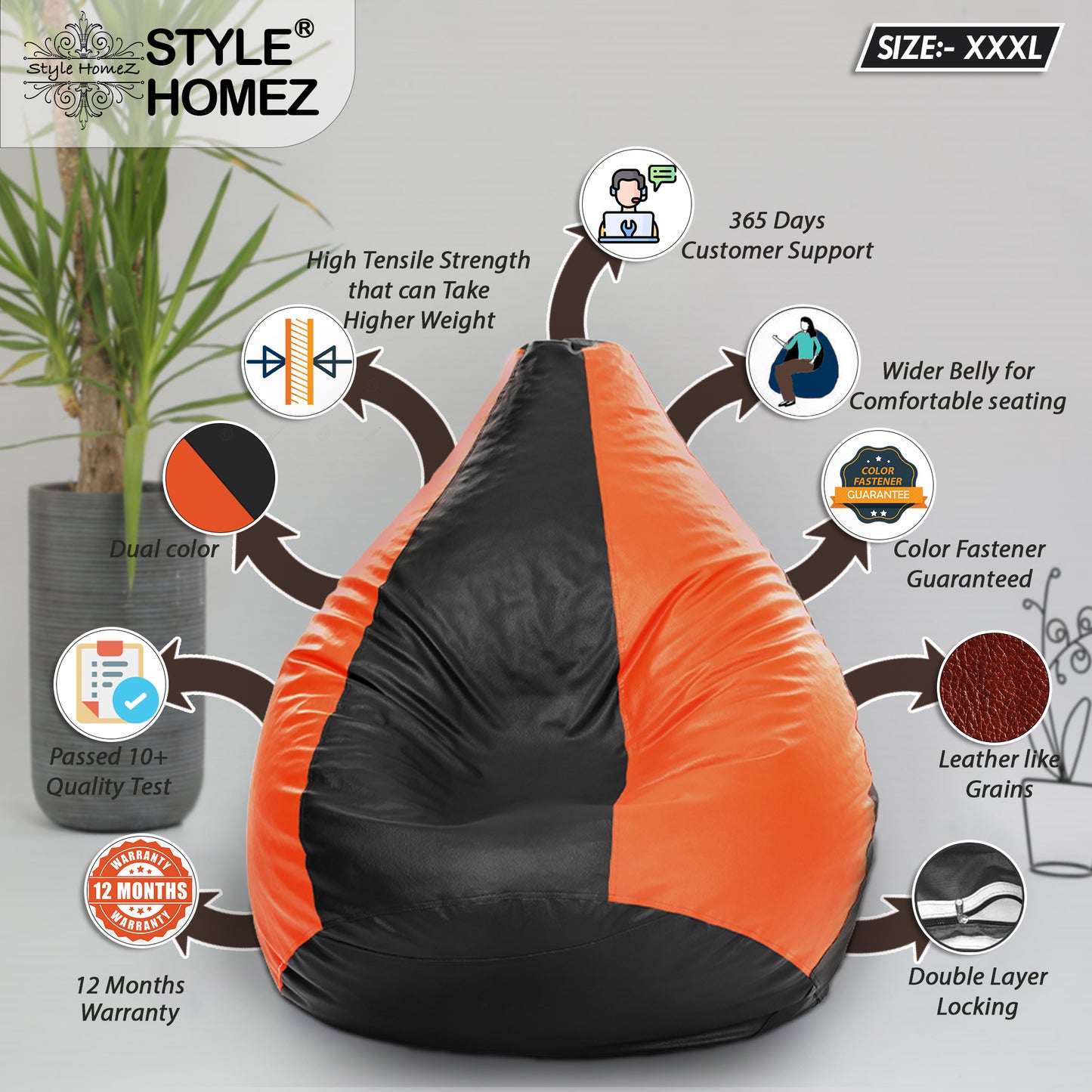 Classic - Leatherette Bean Bag With Fillers - XXXL