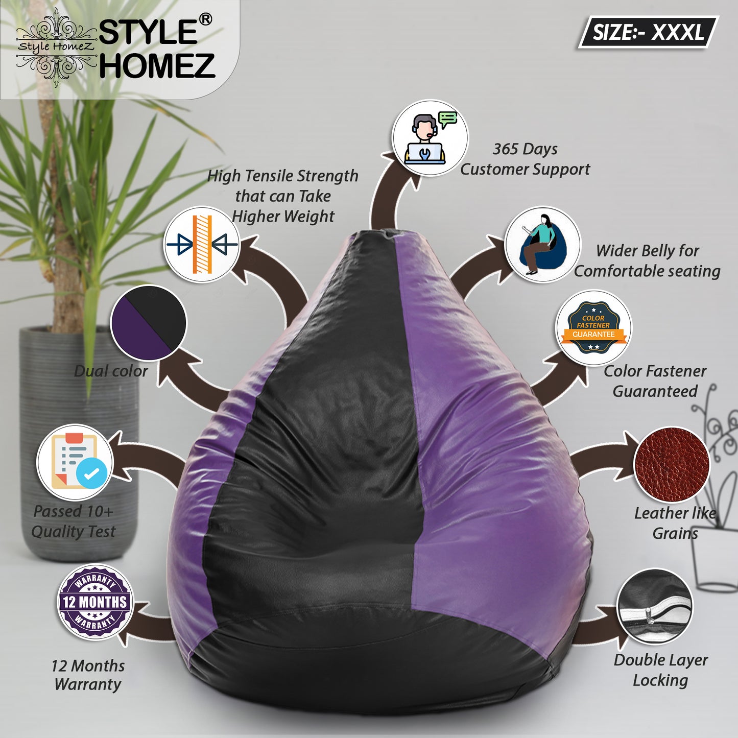 Classic - Leatherette Bean Bag With Fillers - XXXL