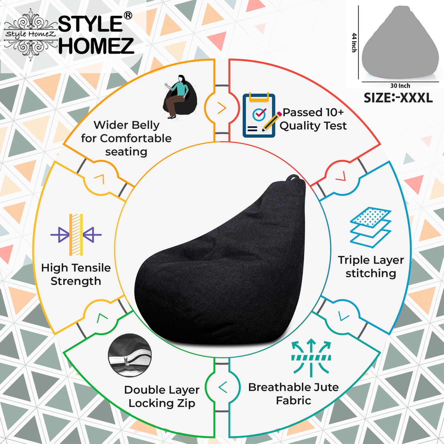 Organix - Jute Fabric Bean Bag With Fillers - XXXL