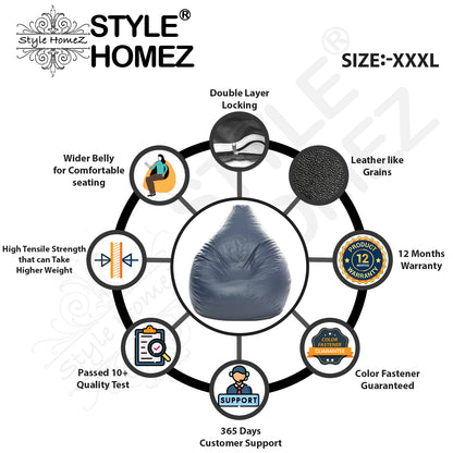 Classic - Leatherette Bean Bag With Fillers - XXXL