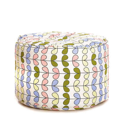 Round - Cotton Canvas Printed Ottoman  Bean Stool - Large