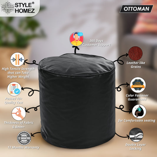 Classic - Leatherette Bean Ottoman Stool - Large