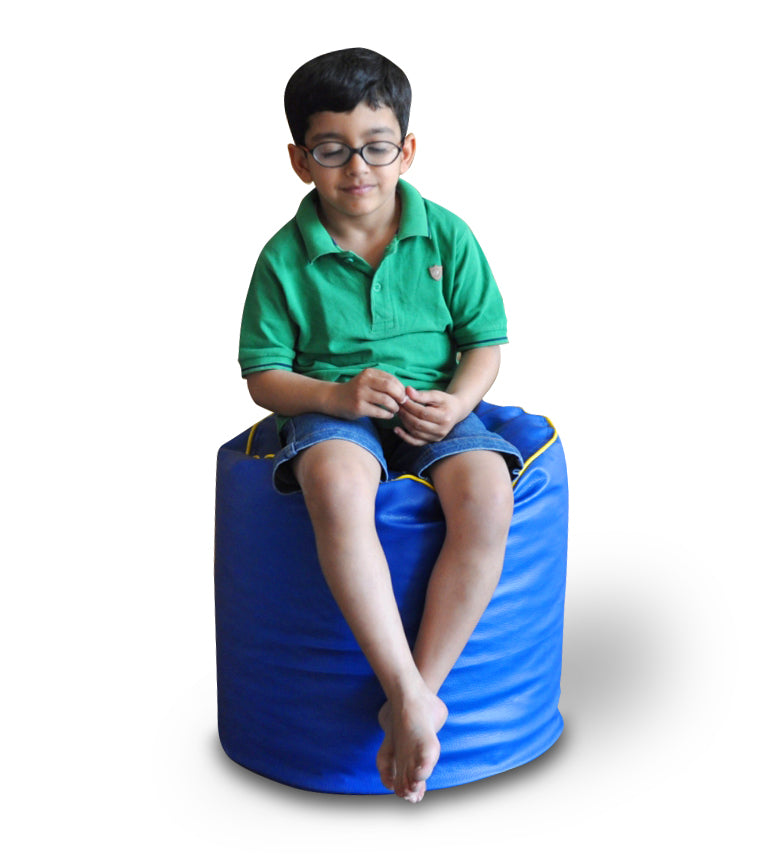 Round - Leatherette Bean Bag Ottoman With Beans - Large