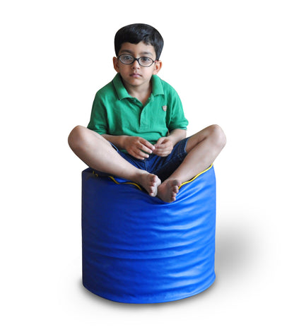 Round - Leatherette Bean Bag Ottoman With Beans - Large