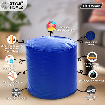 Classic - Leatherette Bean Ottoman Stool - Large