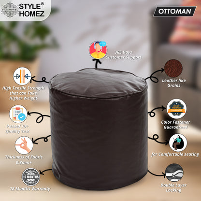 Classic - Leatherette Bean Ottoman Stool - Large